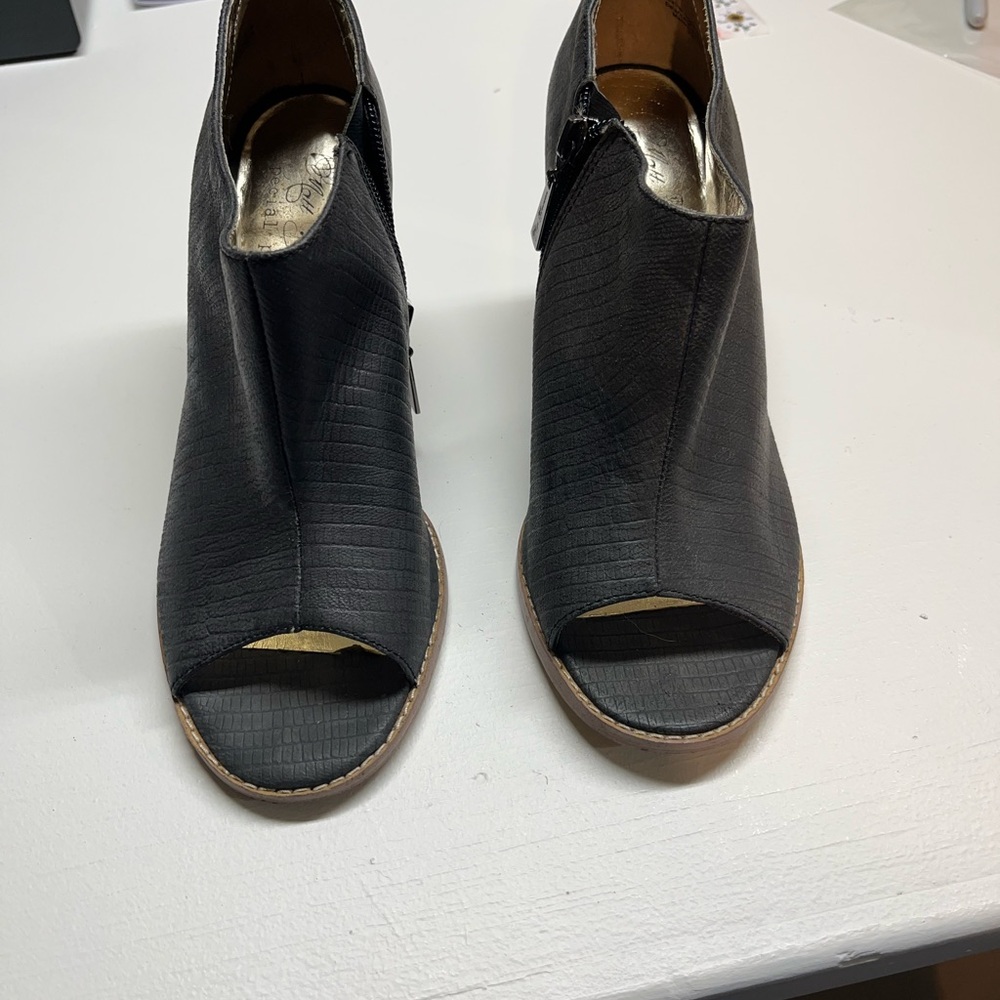 Matt Bernson Black Peep-Toe‎ Booties with Textured Fabric